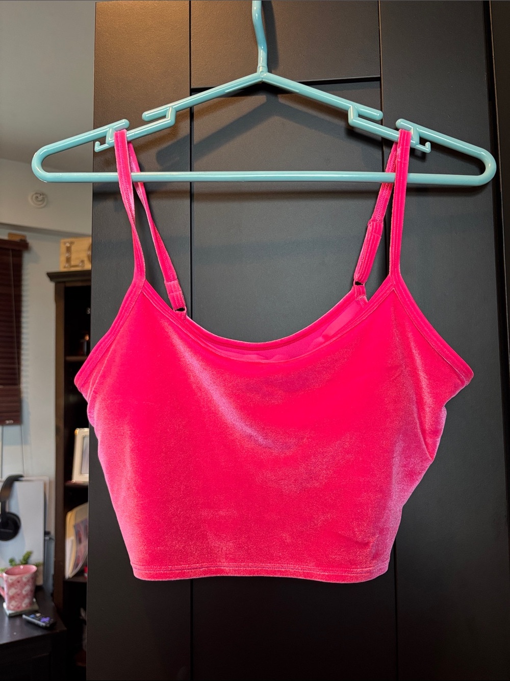PINK Victoria's Secret Neon Pink Velvet Crop Cami